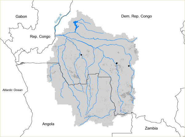 Карта бассейна реки Кассаи