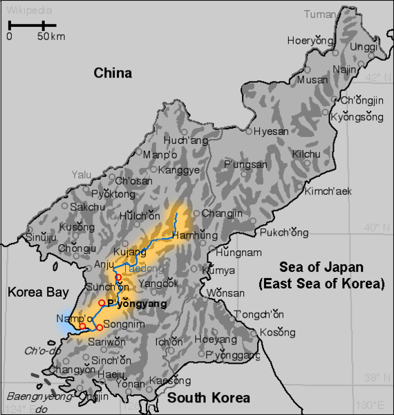 Карта реки Тэдонган