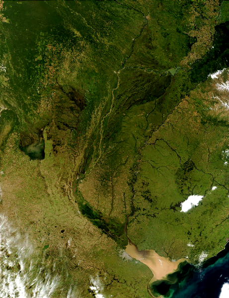 Вид из космоса эстуария Ла-Плата