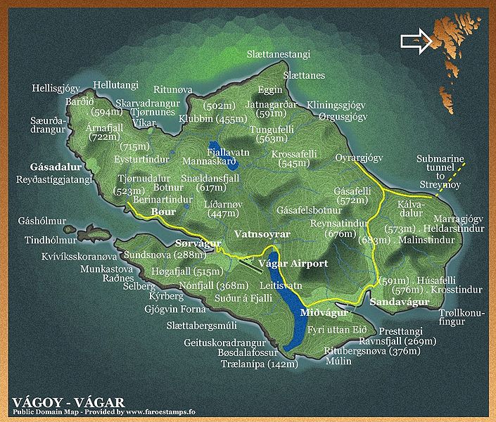 Брейда расположена в юго-западной части острова Вагар