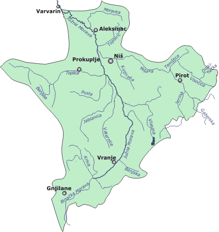 Река Южная Морава на карте