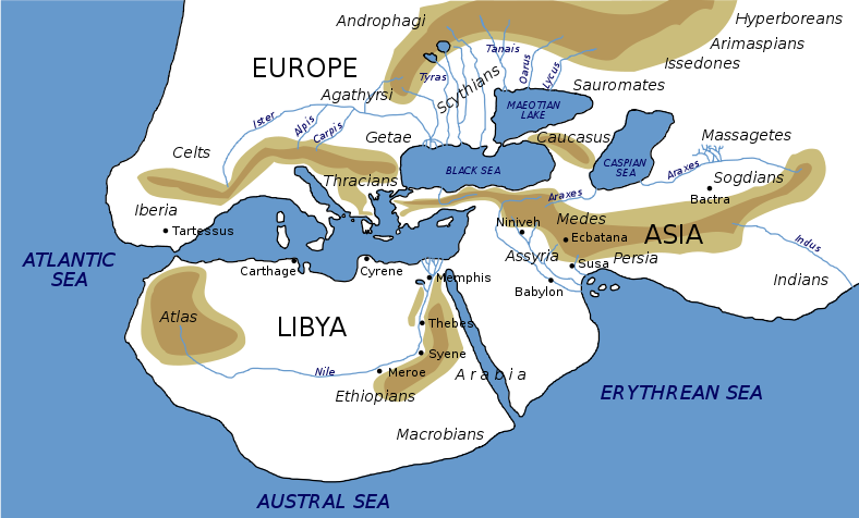 Карта мира с точки зрения Геродота