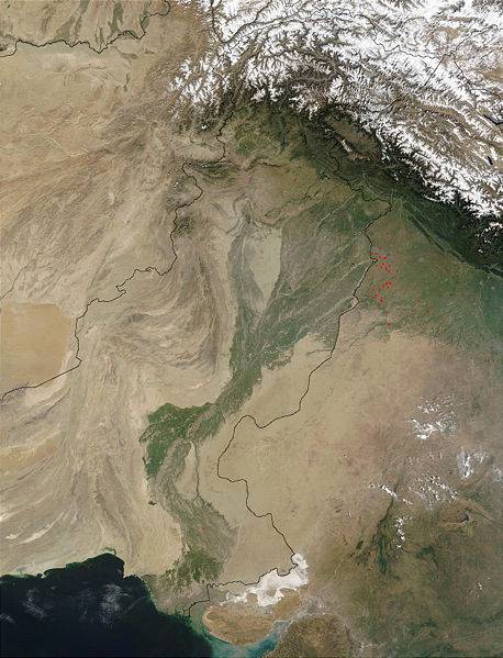 Спутниковый снимок бассейна реки Инда