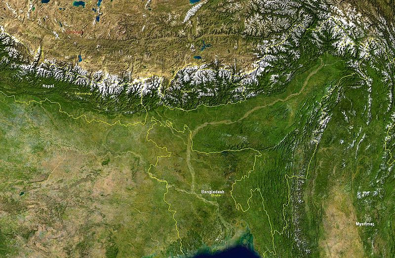 Спутниковый снимок реки Брахмапутра