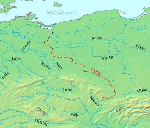 Река Одра на карте
