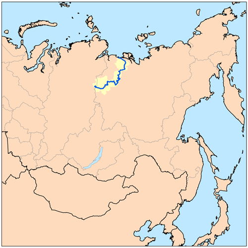 Река Оленёк на карте