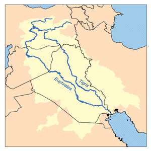 Река Тигр на карте