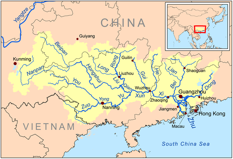 Река Сицзян на карте