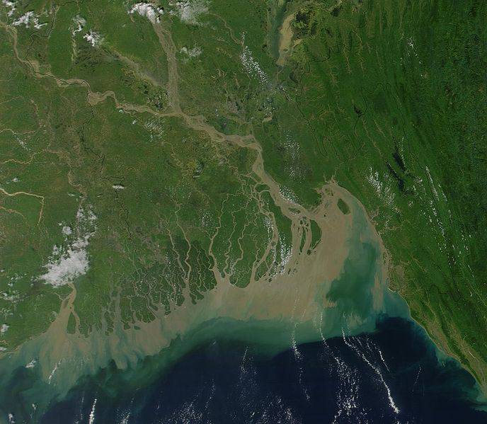 Спутниковый снимок дельты Ганга